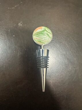 Hand Crafted Green Marble and Orange Accent Wine Bottle Stopper